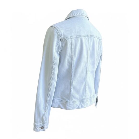 Boden Womens White Denim Trucker Jean Jacket Medium Classic Small Preppy 90s - Picture 2 of 7
